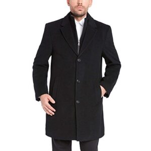 kirkland signature full lined wool cashmere blend overcoat w/removable bib (black,46 long)