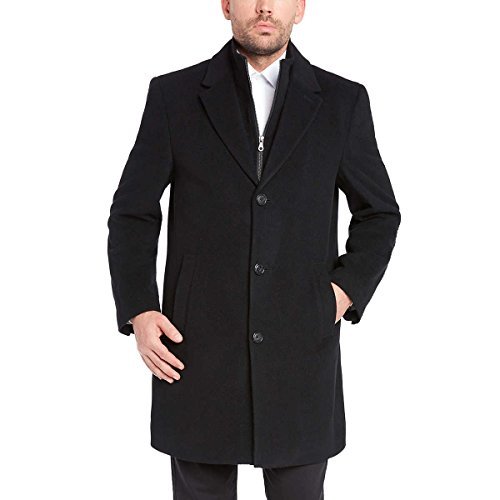 Kirkland Signature Full Lined Wool Cashmere Blend Overcoat w/Removable Bib (Black,46 Long)