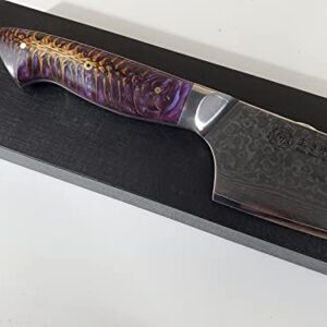 Custom VG10 Damascus chef knife Hybrid Santoku 9" White Silver cast pine cone handle, kitchen knife w/ 67 layer SS Damascus (Alien Green)