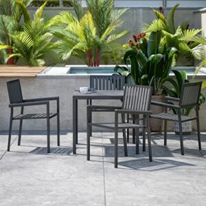 flash furniture harris commercial set 4 metal chairs backs and seats-square table with poly resin top, 5 piece, black