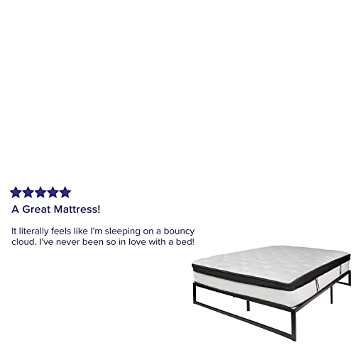 Flash Furniture Louis 14 Inch Metal Platform Bed Frame with 12 Inch Memory Foam Pocket Spring Mattress in a Box (No Box Spring Required) - Queen