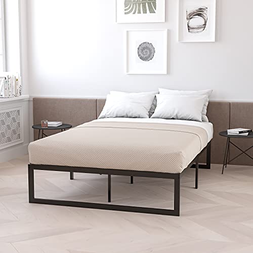 Flash Furniture Louis 14 Inch Metal Platform Bed Frame with 12 Inch Memory Foam Pocket Spring Mattress in a Box (No Box Spring Required) - Queen