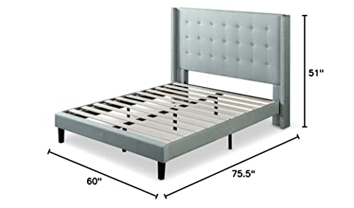 ZINUS Kendra Upholstered Platform Bed Frame with Wingback Headboard / Mattress Foundation / Wood Slat Support / No Box Spring Needed / Easy Assembly, Full