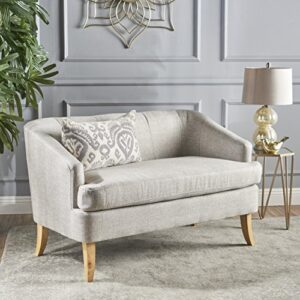 gdfstudio christopher knight home sheena mid-century modern fabric loveseat, beige / natural