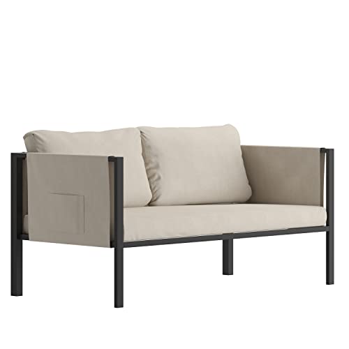 Flash Furniture Patio Lounge Loveseat, Set of 1, Light Gray