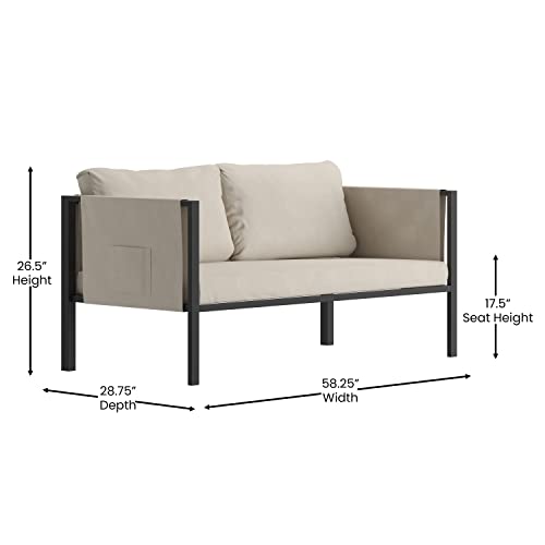 Flash Furniture Patio Lounge Loveseat, Set of 1, Light Gray