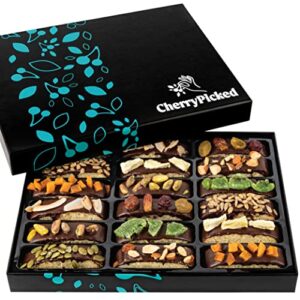 cherrypicked christmas chocolate gift baskets, dried fruit and nuts biscotti cookies chocolates box, prime gourmet covered cookie gifts, mens holiday food basket delivery ideas for men women families