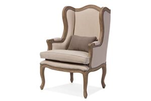 baxton studio oreille armchair, 27.3 x 25.35 x 40.56, beige