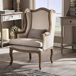 Baxton Studio Oreille Armchair, 27.3 x 25.35 x 40.56, Beige