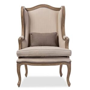 Baxton Studio Oreille Armchair, 27.3 x 25.35 x 40.56, Beige