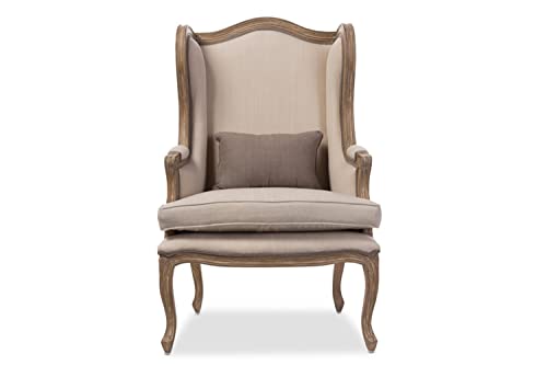 Baxton Studio Oreille Armchair, 27.3 x 25.35 x 40.56, Beige