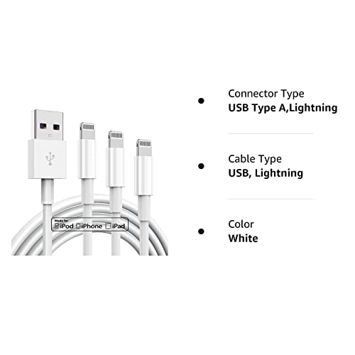 3 Pack Apple MFi Certified iPhone Charger Cable 6ft, Apple Lightning to USB Cable Cord 6 Foot, 2.4A Fast Charging,Apple Phone Long Chargers for iPhone 13/12/11/11Pro/11Max/ X/XS/XR/XS Max/8/7/6