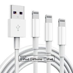 3 pack apple mfi certified iphone charger cable 6ft, apple lightning to usb cable cord 6 foot, 2.4a fast charging,apple phone long chargers for iphone 13/12/11/11pro/11max/ x/xs/xr/xs max/8/7/6