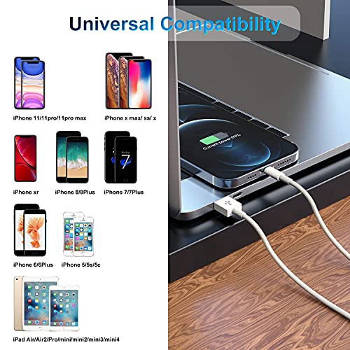 3 Pack Apple MFi Certified iPhone Charger Cable 6ft, Apple Lightning to USB Cable Cord 6 Foot, 2.4A Fast Charging,Apple Phone Long Chargers for iPhone 13/12/11/11Pro/11Max/ X/XS/XR/XS Max/8/7/6