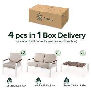 ZINUS Dillon Aluminum and Poly Lumber Outdoor 4 Piece Conversation Set / Patio Furniture Set / Weather Resistant and Rust Proof / Easy Assembly, White