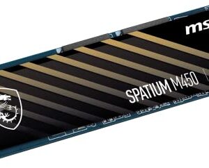 MSI SPATIUM M450 PCIe 4.0 NVMe M.2 1TB Internal Gaming SSD up to 3600MB/s 3D NAND Up to 600 TBW