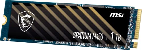 MSI SPATIUM M450 PCIe 4.0 NVMe M.2 1TB Internal Gaming SSD up to 3600MB/s 3D NAND Up to 600 TBW