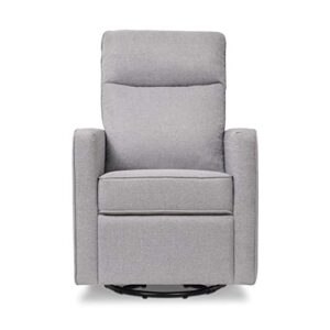 DaVinci Gabby Pillowback Swivel Glider in Polyester, Misty Grey, Greenguard Gold & CertiPUR-US Certified