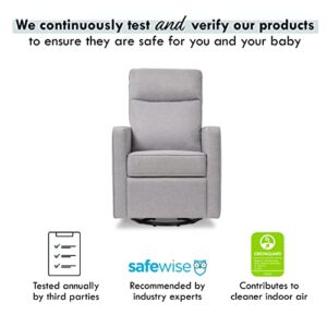 DaVinci Gabby Pillowback Swivel Glider in Polyester, Misty Grey, Greenguard Gold & CertiPUR-US Certified