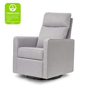 DaVinci Gabby Pillowback Swivel Glider in Polyester, Misty Grey, Greenguard Gold & CertiPUR-US Certified