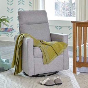 DaVinci Gabby Pillowback Swivel Glider in Polyester, Misty Grey, Greenguard Gold & CertiPUR-US Certified