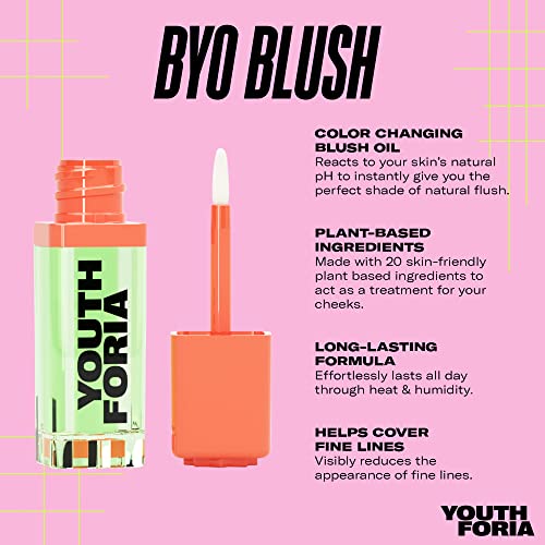 Youthforia BYO Blush, Color Changing Blush Oil, Reacts To Skin’s Natural pH For Your Instant Perfect Shade, Blendable Formula, Vegan & Cruelty-Free