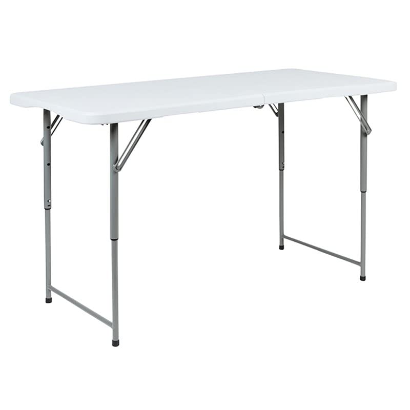 Flash Furniture 4-Foot Height Adjustable Bi-Fold Granite White Plastic Folding Table