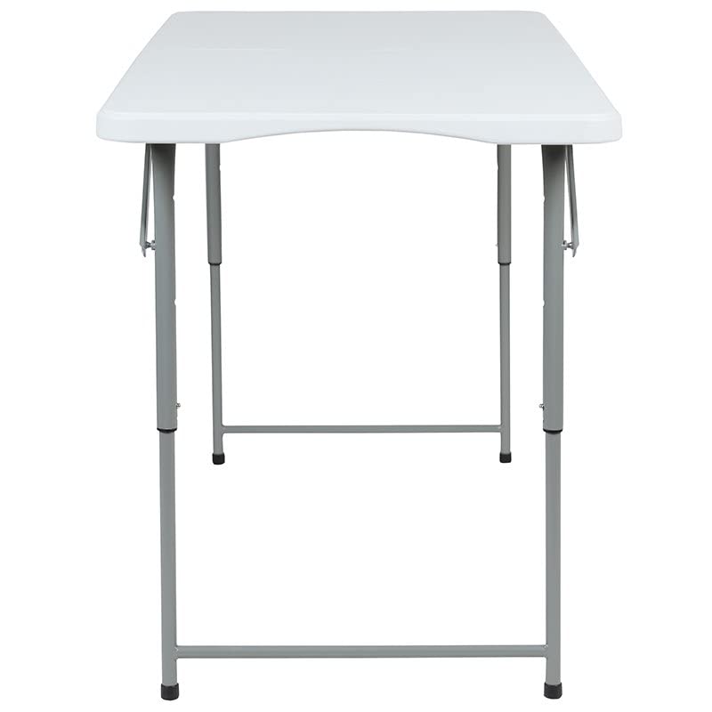Flash Furniture 4-Foot Height Adjustable Bi-Fold Granite White Plastic Folding Table