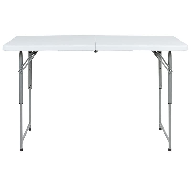 Flash Furniture 4-Foot Height Adjustable Bi-Fold Granite White Plastic Folding Table