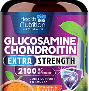 Glucosamine with Chondroitin Sulfate, Turmeric, MSM, Boswellia - Triple Strength Joint Support Supplement - Support for Joint Health and Mobility - Includes Quercetin, Bromelain - 240 Capsules