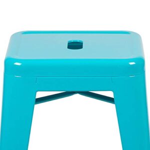 Flash Furniture 24" High Metal Counter-Height, Indoor Bar Stool in Teal - Stackable, Pack of 4