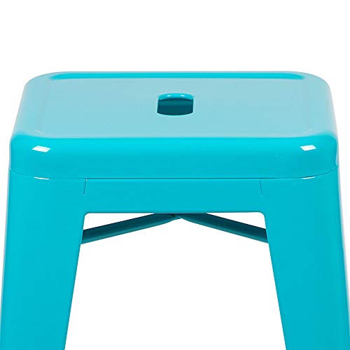 Flash Furniture 24" High Metal Counter-Height, Indoor Bar Stool in Teal - Stackable, Pack of 4