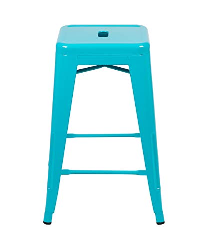 Flash Furniture 24" High Metal Counter-Height, Indoor Bar Stool in Teal - Stackable, Pack of 4