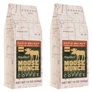 moose munch gourmet ground coffee by harry & david, 2/12 oz bags (maple walnut)