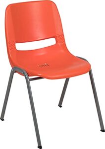flash furniture hercules series 5 pack 880 lb. capacity orange ergonomic shell stack chair with gray frame