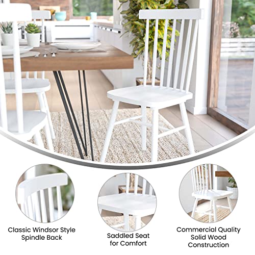 Flash Furniture Solid Wood Spindle Back Armless Kitchen or Dining Room Chairs-No Assembly Required, (Pack of 2), White Visit The Store