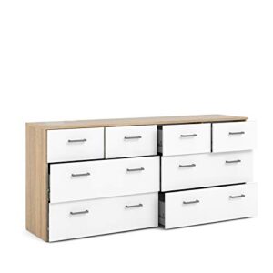 Tvilum 8 Drawer Double Dresser, Oak Structure, White