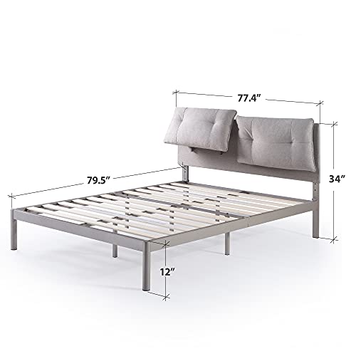 ZINUS Avery Platform Bed with Reclining Headboard / No Box Spring Needed / Cushioned Adjustable Headboard with Customizable Height / Easy Assembly, Beige, King