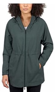 kirkland signature womens water and wind resistant hooded anorak jacket (x-large, green)