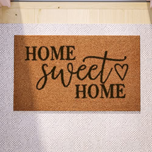 Flash Furniture Harbold Indoor/Outdoor Coir Doormat - Natural Background with Black Home Sweet Home Message - 18" x 30" - Non-Slip Backing