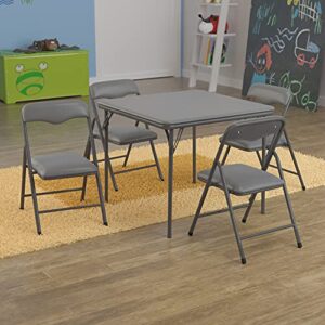 flash furniture kids gray 5 piece folding table and chair set, grey