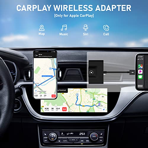 Teeran CarPlay Wireless Adapter for Factory Wired CarPlay 2023 Upgrade Plug & Play Wireless CarPlay Dongle Converts Wired to Wireless Fast and Easy Use Fit for Cars from 2015 & iPhone iOS 10+