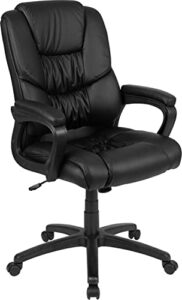 flash furniture flash fundamentals big & tall 400 lb. rated black leathersoft swivel office chair with padded arms
