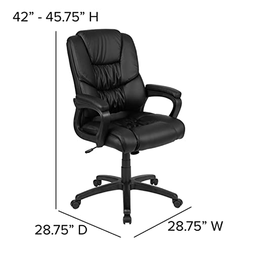 Flash Furniture Flash Fundamentals Big & Tall 400 lb. Rated Black LeatherSoft Swivel Office Chair with Padded Arms