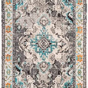 SAFAVIEH Monaco Collection 8' x 10' GreyLight Blue MNC243G Boho Chic Medallion Distressed Non-Shedding Living Room Bedroom Dining Home Office Area Rug
