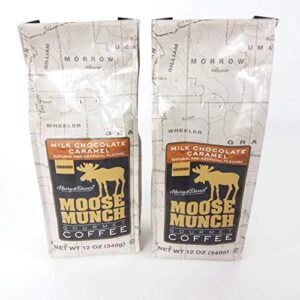 harry and david milk chocolate caramel moose munch coffee – 2 items included – two 12 oz bags of gourmet ground coffee – a delicious start to your day!
