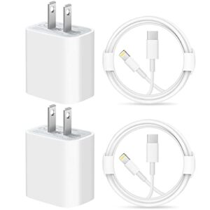 iphone 14 13 12 11 super fast charger [apple mfi certified] lightning cable 20w pd usb c wall charger 2-pack 6ft fasting charging block compatible with iphone 14/14 pro max/13/13pro/12/12 pro/11,ipad