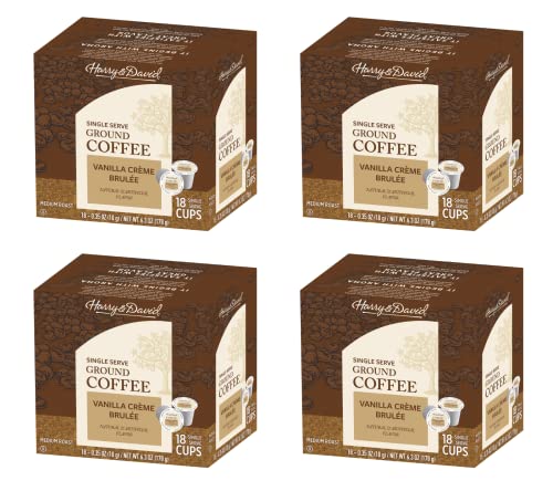 Harry & David Coffee in Single Serve Cups, 4/18 ct boxes (72 Count) (Vanilla Creme Brulee)