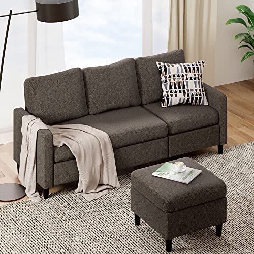 ZINUS Hudson Convertible Sectional Sofa / Reversible Chaise and Ottoman Included / Easy Assembly, Dark Grey