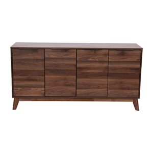 Flash Furniture Hatfield Mid-Century Modern Storage Buffet Sideboard, 4 Soft Close Doors, Adjustable Shelves, Stand for up to 64" TV's, 59.25", Dark Walnut